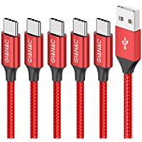 Los mejores  - GIANAC Cable USB Tipo C- 5Pack [0.25M 0.5M 1M 2M 3M] 3A Cargador Tipo C Nylon Carga Rápida y Sincronización Cable USB C…